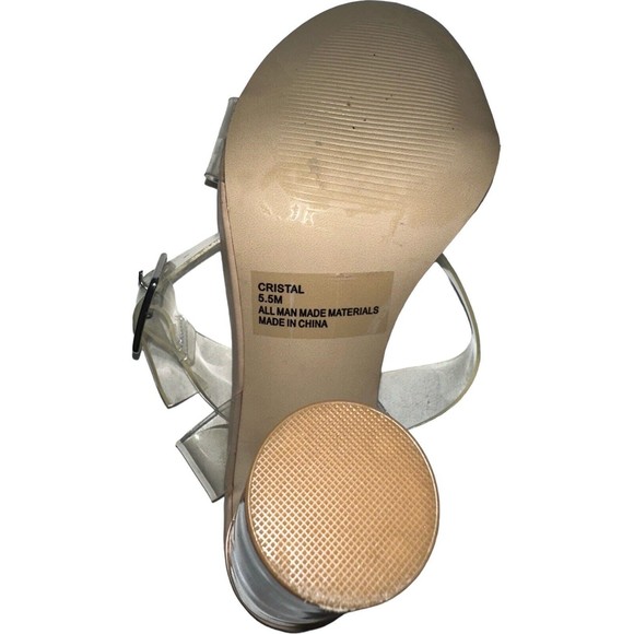 Madden Girl Clear Strap Block Heel Sandals Nude 5.5 Lucite Y2K - Picture 8 of 8